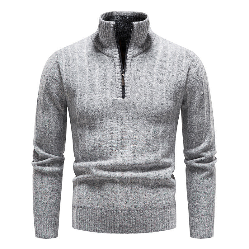 Suéter de cuello alto para hombre nuevo, jersey de polar a rayas