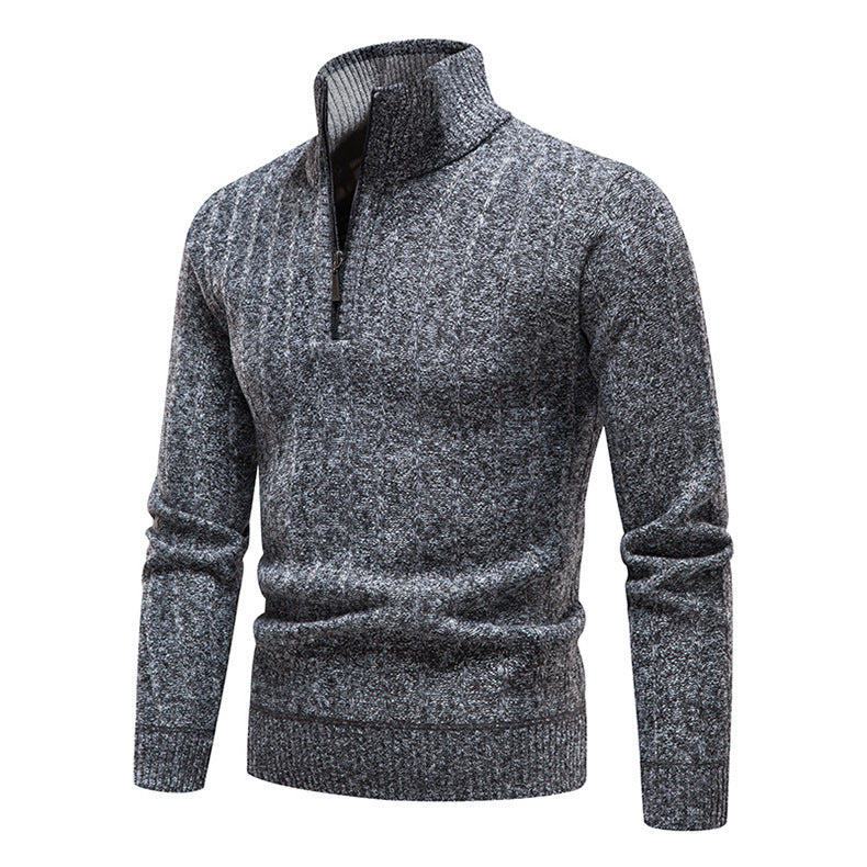 Suéter de cuello alto para hombre nuevo, jersey de polar a rayas