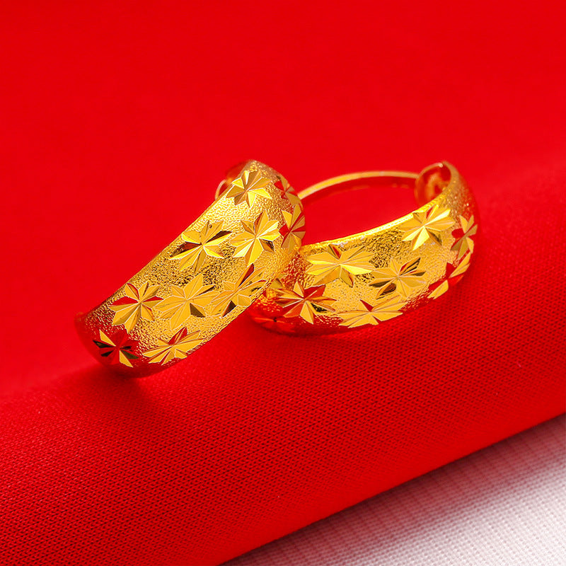 Women's Starry Gold-plated Round Earrings