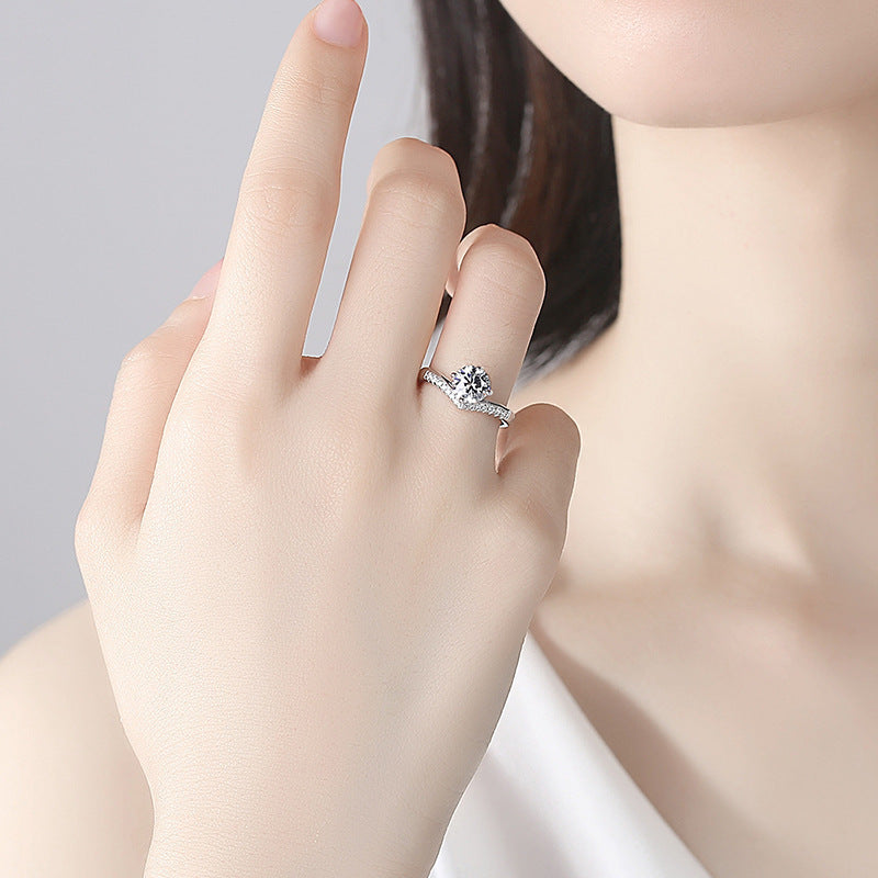 S925 Silver Simulated Moissanite Diamond Ring