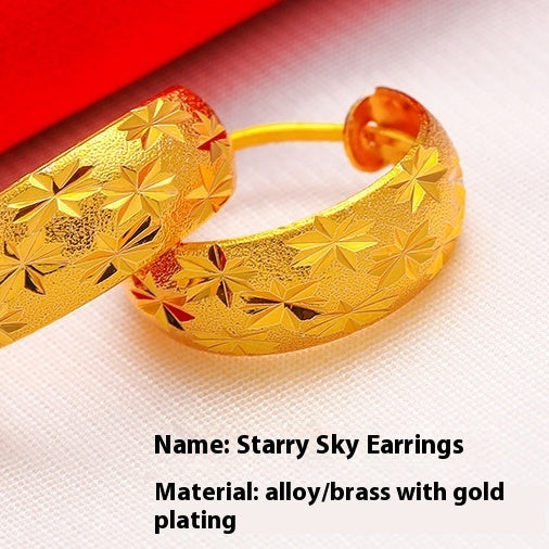Women's Starry Gold-plated Round Earrings