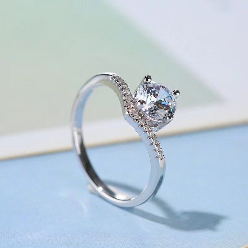 S925 Silver Simulated Moissanite Diamond Ring