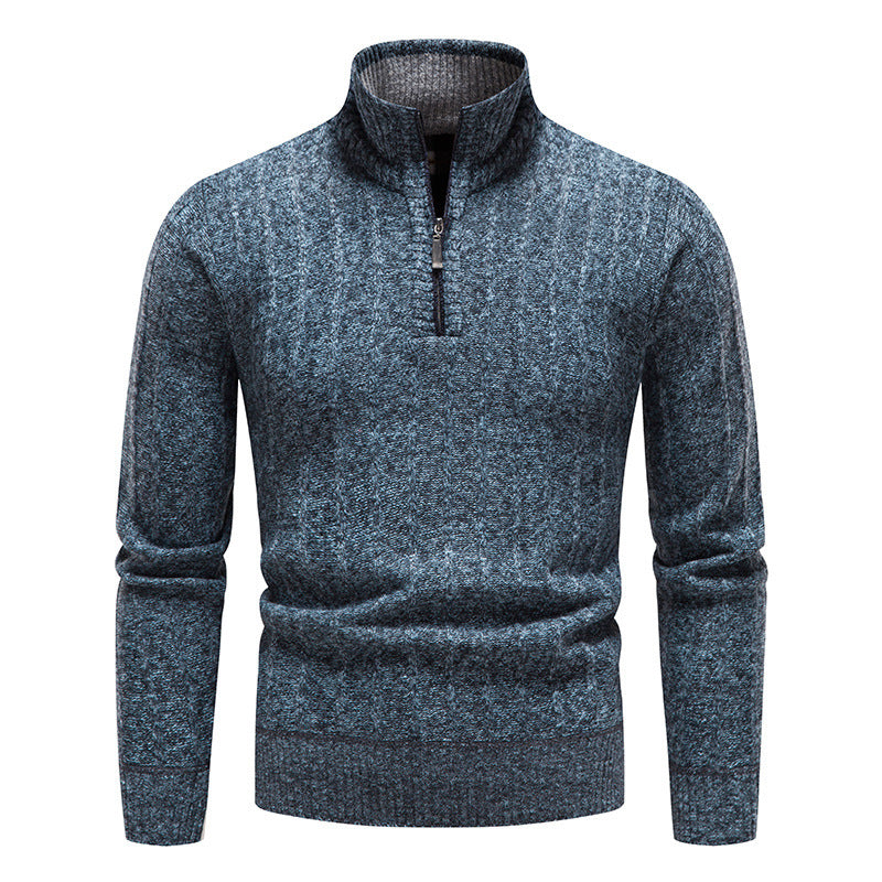 Suéter de cuello alto para hombre nuevo, jersey de polar a rayas