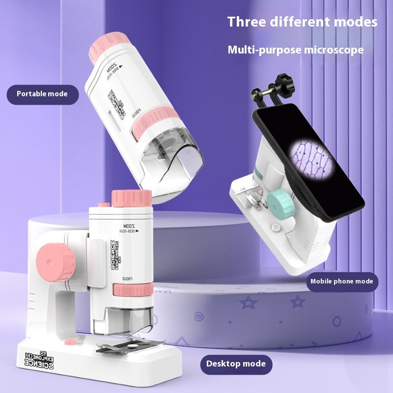 Mini microscopio portátil para niños, para exteriores, de mano, con base