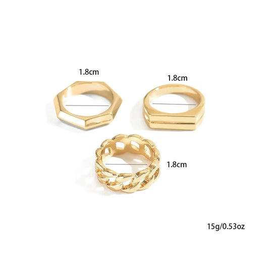 "14K Gold Plated Geometric Ring Set"
